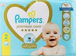 Pieluchy Premium Care Newborn (4-8 kg), 68 szt - Pampers — Zdjęcie N1