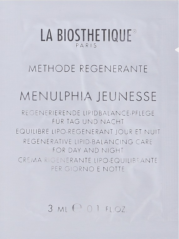 Regenerujący krem równoważący lipidy - La Biosthetique Methode Regenerante Menulphia Jeunesse (próbka) — Zdjęcie N1