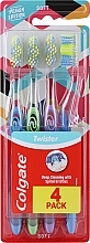 Zestaw miękkich szczoteczek do zębów, 4 szt., niebieska + jasnozielona + liliowa + ciemnoniebieska - Colgate Twister Design Edition Soft Toothbrush — Zdjęcie N1