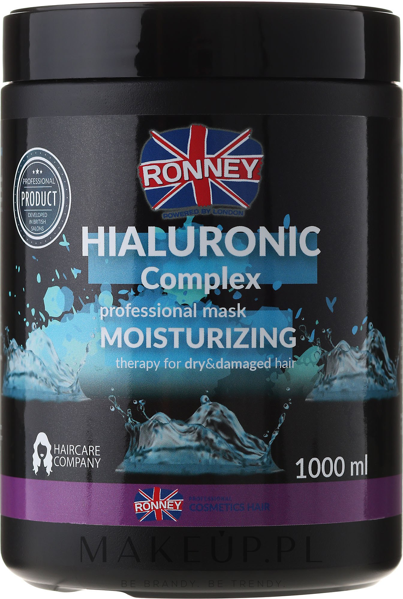 Nawilżająca maska z kwasem hialuronowym do włosów suchych i zniszczonych - Ronney Professional Hialuronic Complex Moisturizing Mask — Zdjęcie 1000 ml