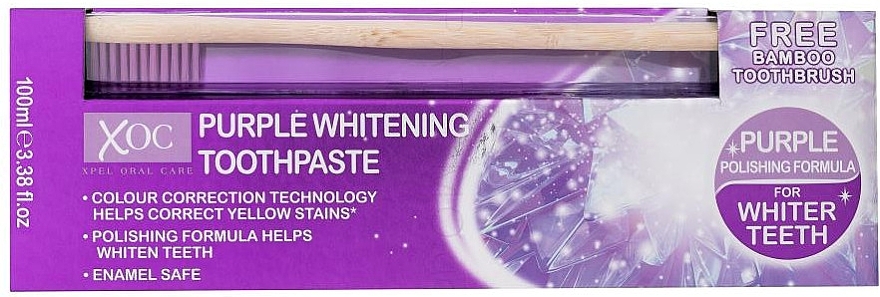 Zestaw - Xpel Marketing Ltd XOC Purple Whitening (t/paste/100ml + t/brush) — Zdjęcie N1