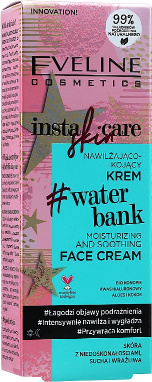 Nawilżająco-kojący krem do twarzy - Eveline Cosmetics Insta Skin Care #Water Bank — фото N3