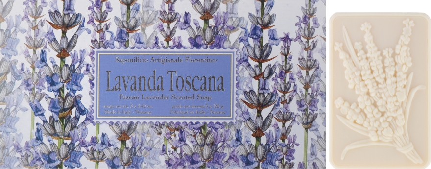Zestaw mydeł w kostce Lawenda - Saponificio Artigianale Fiorentino Lavender Toscana (3 x soap 125 g) — Zdjęcie N1