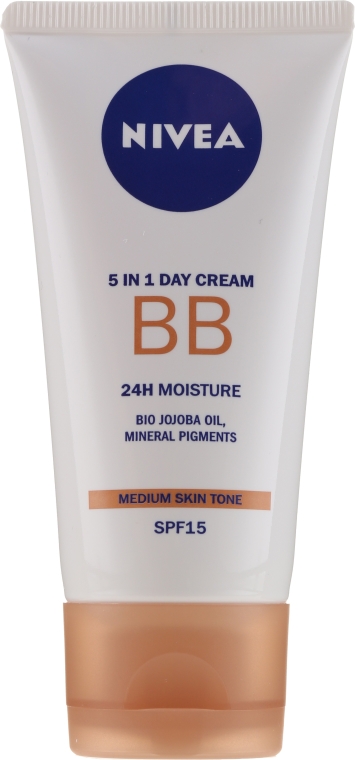 NIVEA 5 In 1 BB Day Cream 24H Moisture - Nawilżający krem BB SPF 15 — Zdjęcie N2