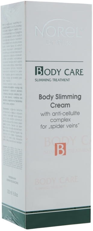 Liftingujący krem do ciała z antycellulitowym kompleksem wzmacniający ściany naczyń krwionośnych - Norel Body Care Slimming Cream with Anti-Cellulite Complex for “spider veins” — Zdjęcie N3