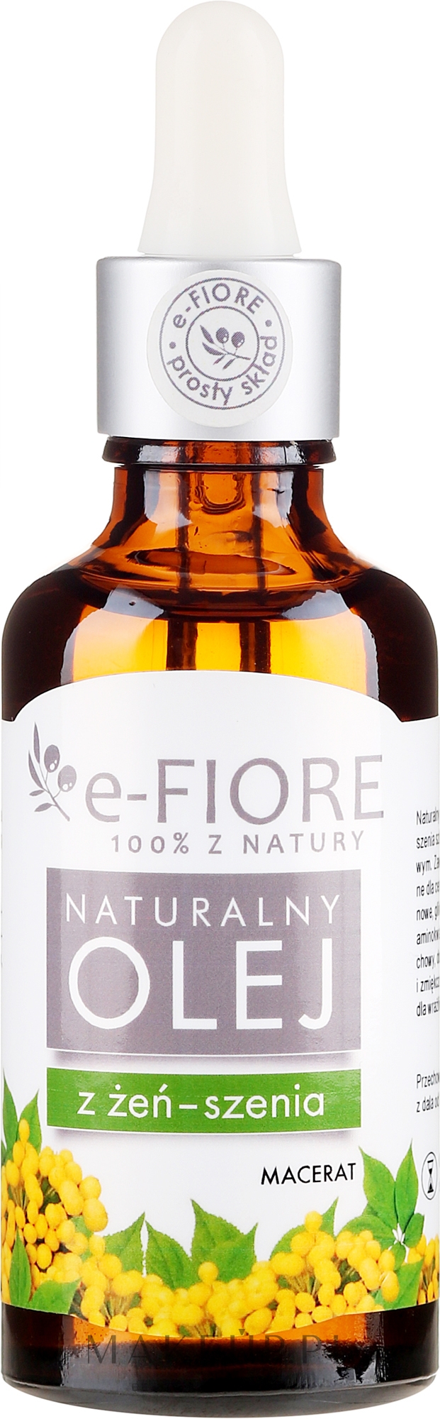Naturalny macerat-olej z żeń-szenia - E-Fiore — Zdjęcie 50 ml