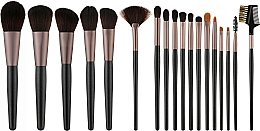 Zestaw pędzli do makijażu, 18 szt. - Tools For Beauty MiMo Makeup Brush Black Set — Zdjęcie N1