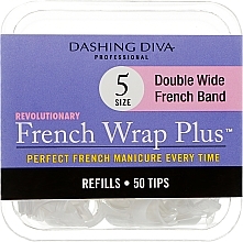 Tipsy - Dashing Diva French Wrap Plus Double Wide White 50 Tips (Size 5) — Zdjęcie N1