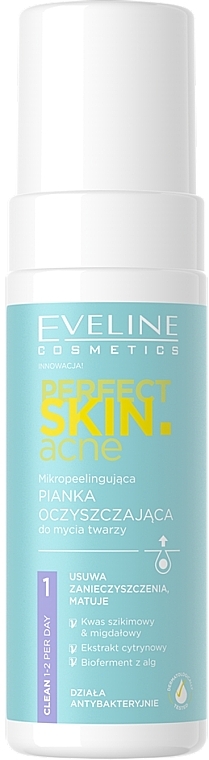 Mikropeelingująca pianka oczyszczająca do mycia twarzy - Eveline Cosmetics Perfect Skin.acne Face Foam