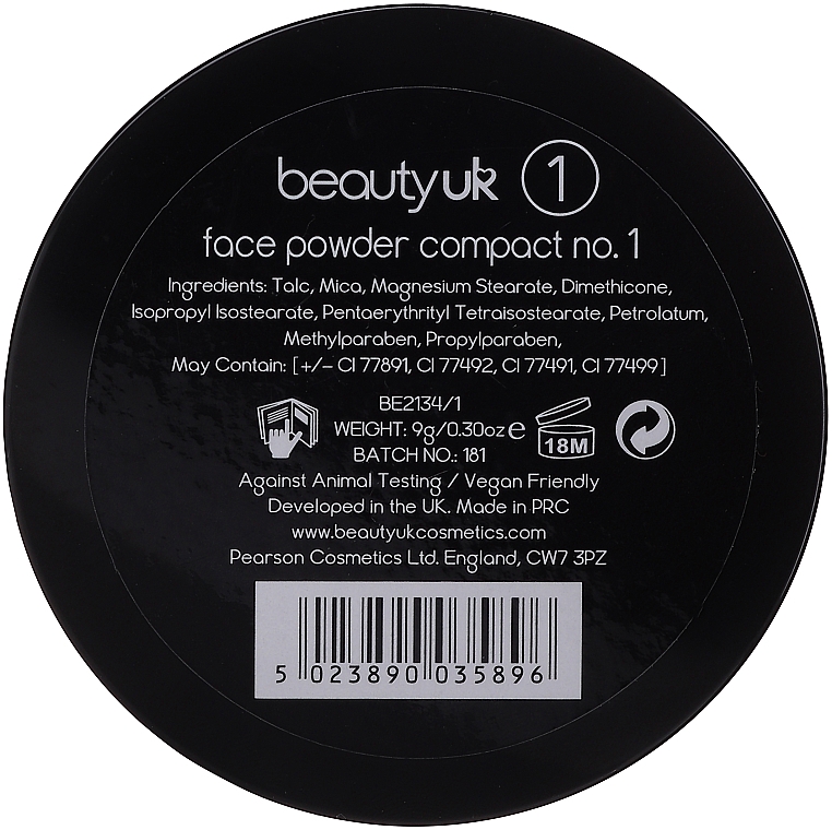 Puder w kompakcie do twarzy - Beauty UK Compact Face Powder — Zdjęcie N2