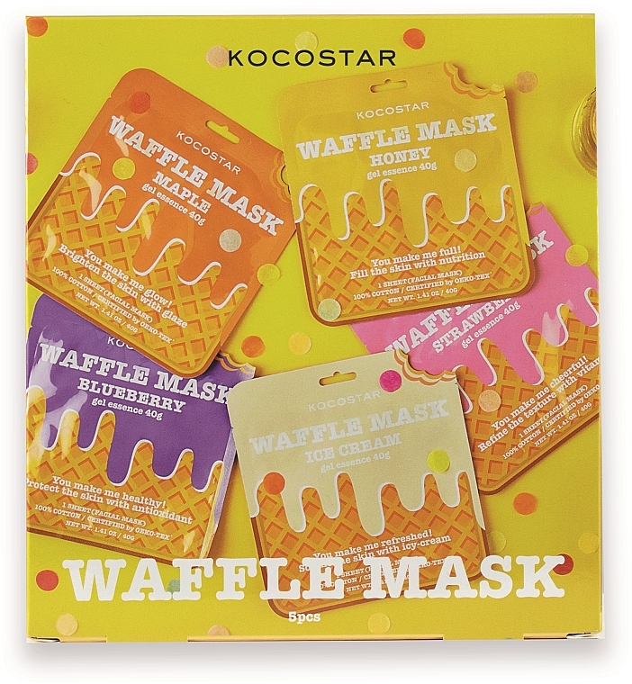 Zestaw - Kocostar Waffle Mask Kit 5 (f/mask/5x40g) — Zdjęcie N1