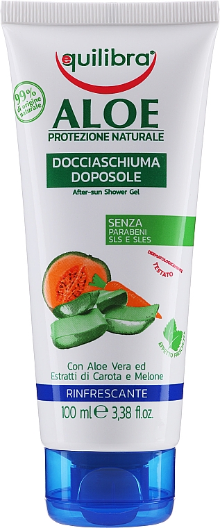 Kojący żel pod prysznic z aloesem - Equilibra Aloe Shower Gel — Zdjęcie N1