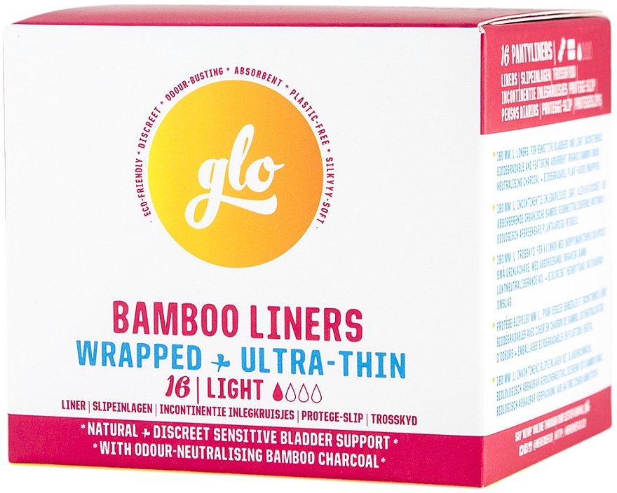Bambusowe podkładki urologiczne, 16 szt. - Flo Glo Sensitive Bladder Bamboo Liners Light — Zdjęcie N1