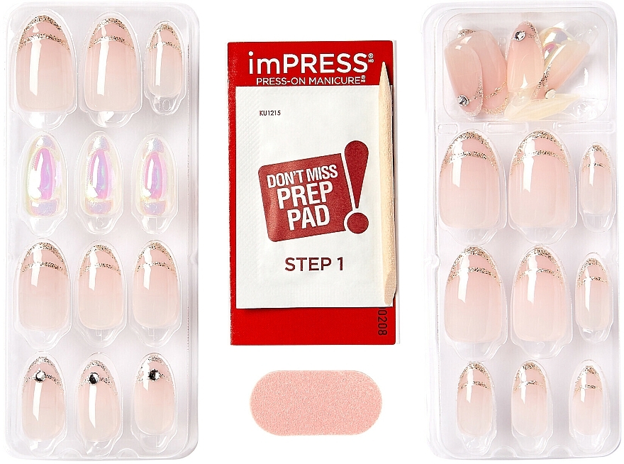 Zestaw sztucznych paznokci z klejem, średniej długości - Kiss imPRESS Premium Press-On Manicure — Zdjęcie N3