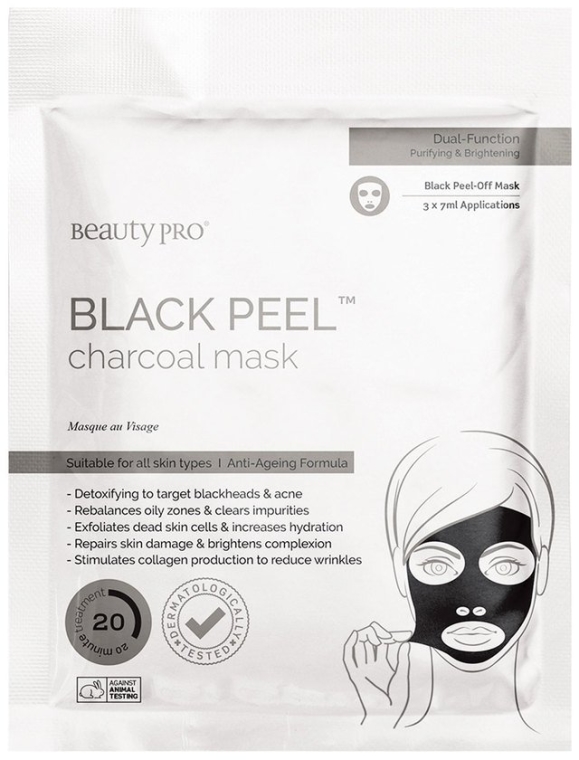 Maska z węglem aktywnym - BeautyPro Black Peel Off Mask With Activated Charcoal — Zdjęcie N1