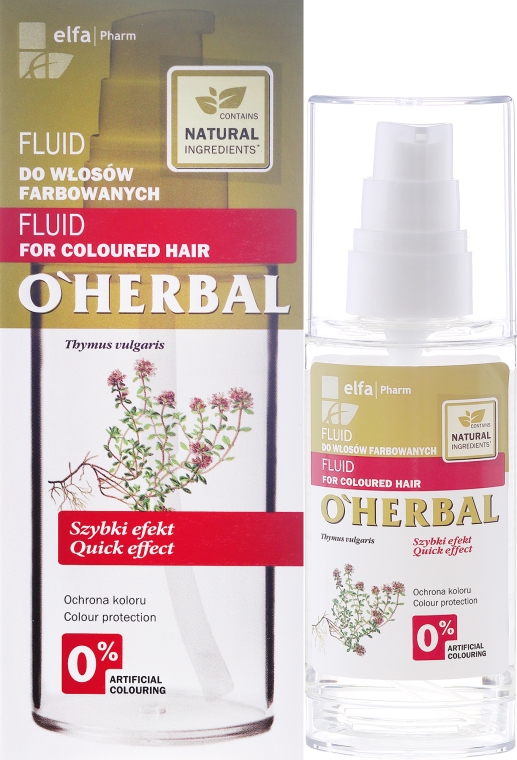 Fluid z ekstraktem z macierzanki tymianku do włosów farbowanych - O'Herbal — Zdjęcie N1