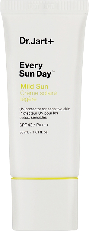 Delikatny krem przeciwsłoneczny do twarzy z filtrem SPF43 PA+++ - Dr. Jart+ Every Sun Day Mild Sun