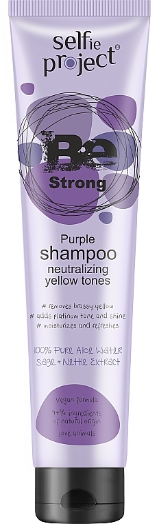 Fioletowy szampon do włosów neutralizujący żółte tony - Selfie Project Be Strong Violet Shampoo — Zdjęcie N1