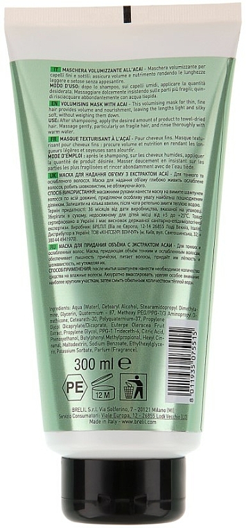 Maska zwiększająca objętość włosów z ekstraktem z jagód acai - Brelil Numero Volumising Mask  — Zdjęcie N2