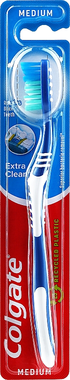 Szczoteczka do zębów o średniej twardości Extra Clean, niebieska - Colgate Extra Clean Medium — Zdjęcie N1