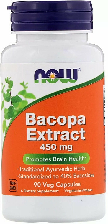 Ekstrakt z bakopy drobnolistnej w kapsułkach - Now Foods Bacopa Extract — Zdjęcie N1