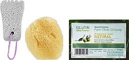 Kup Zestaw: mydło bezzapachowe, biały pumeks - Kalliston (soap/100g + stone/1pcs + sponge/1pcs)