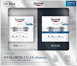 Zestaw - Eucerin Hyaluron-Filler 3x Effect (day/cr/50ml + night/cr/50ml) — Zdjęcie N1