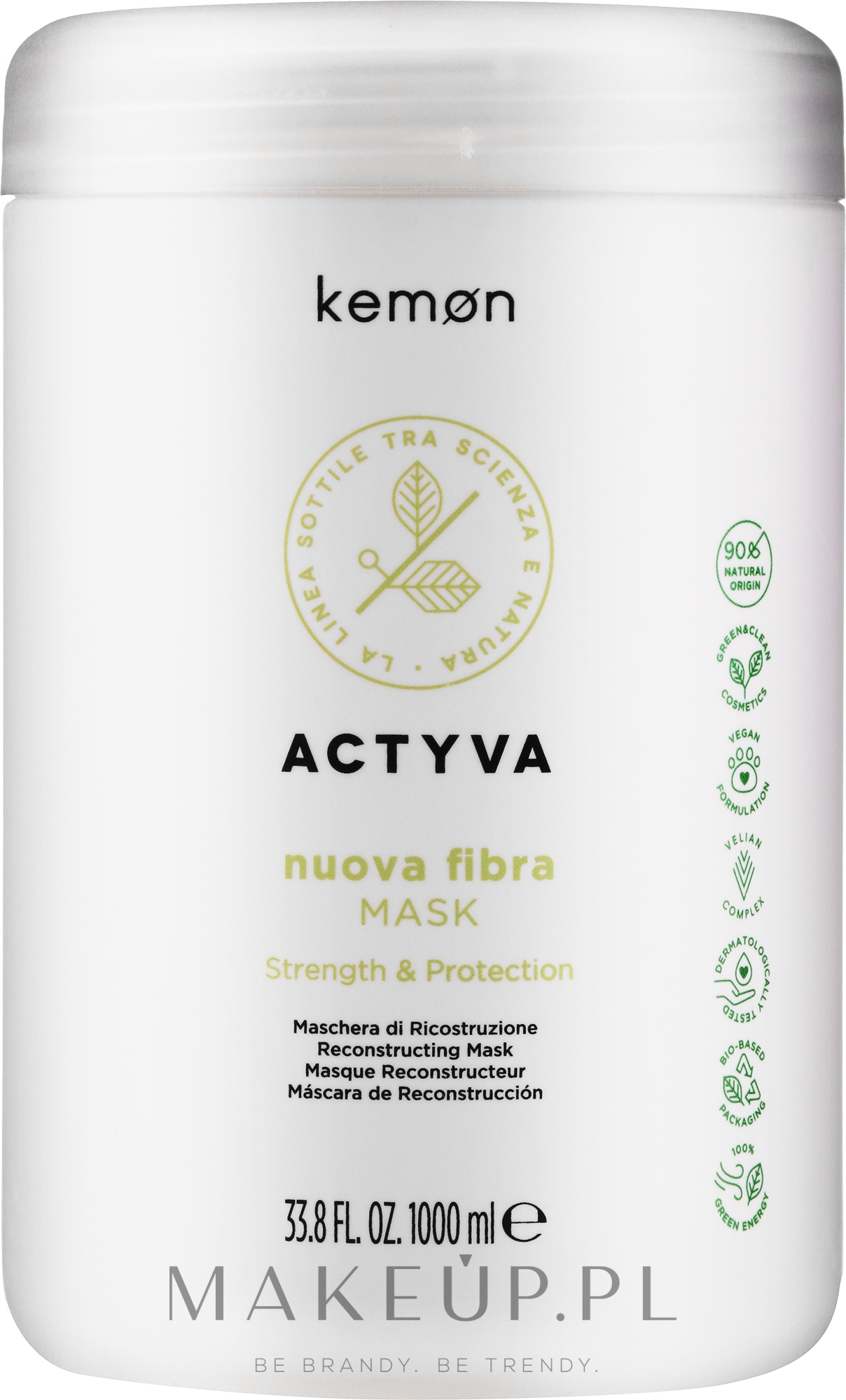 Maska do włosów słabych i zniszczonych - Kemon Actyva Nuova Fibra Mask — Zdjęcie 1000 ml