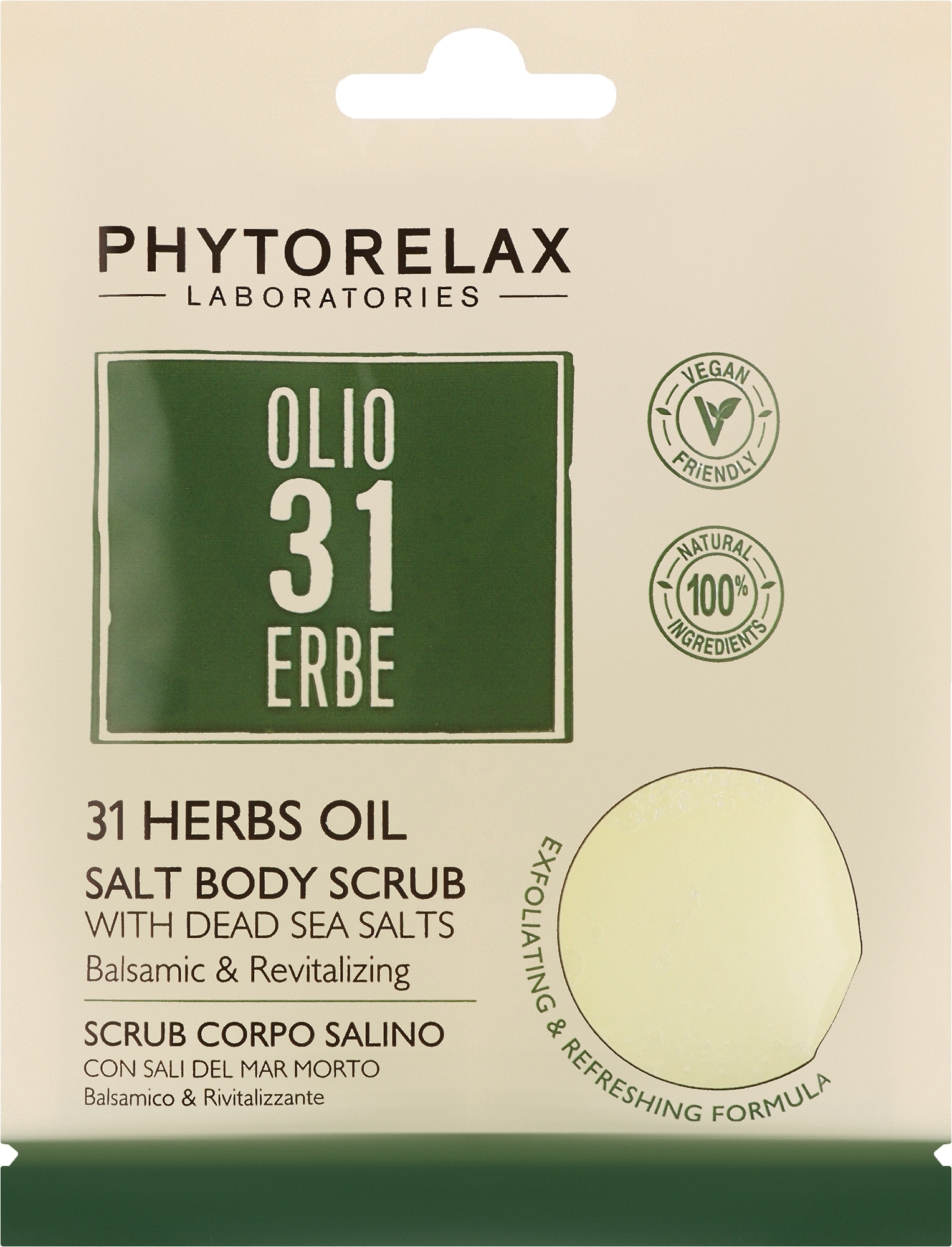 Relaksujący peeling solny do ciała - Phytorelax Laboratories 31 Herbs Oil Salt Body Scrub — Zdjęcie 85 g