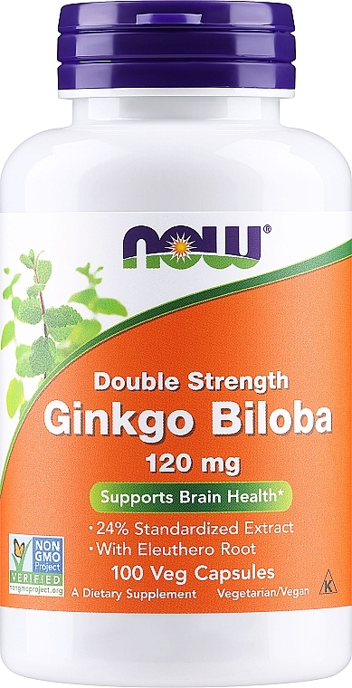 Suplement diety Ginkgo Biloba, 120 mg - Now Foods Ginkgo Biloba Double Strength — Zdjęcie N1