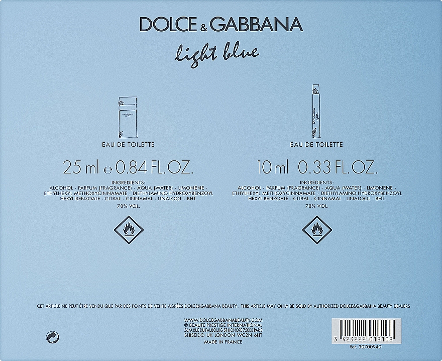 Dolce & Gabbana Light Blue - Zestaw (edt 25 ml + edt 10 ml) — Zdjęcie N4