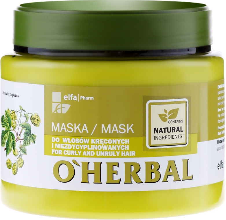 Maska z ekstraktem z chmielu do włosów kręconych i niezdyscyplinowanych - O'Herbal