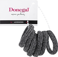 Kup Gumki do włosów, FA-5691+1, czarne ze srebrną nitką - Donegal