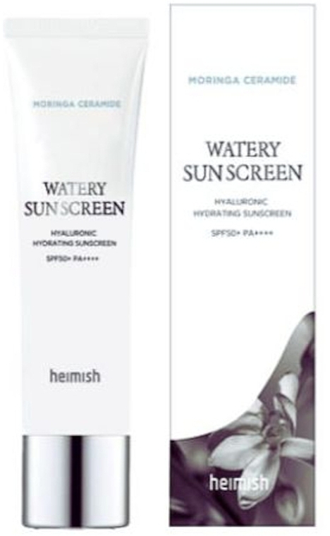 Wodoodporny krem przeciwsłoneczny do twarzy - Heimish Moringa Ceramide Watery Sunscreen SPF50+ PA++++ — Zdjęcie N1