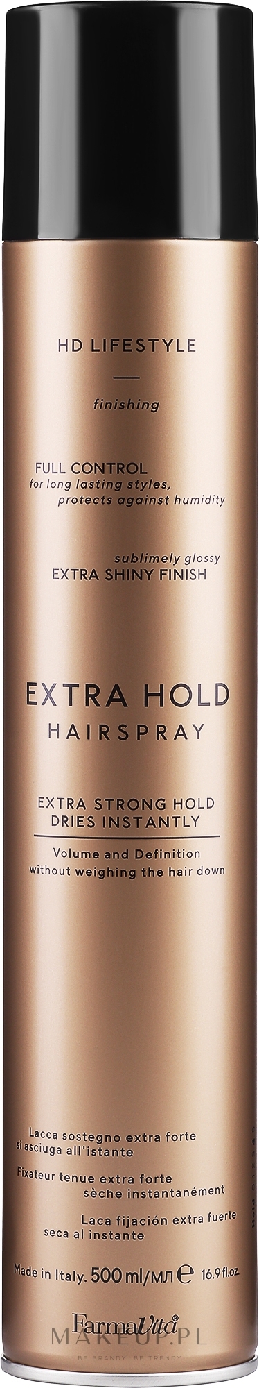 Lakier do stylizacji włosów - Farmavita HD Extra Strong Hold Hair Spray — Zdjęcie 500 ml