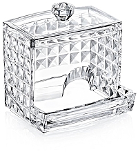 Pojemnik na patyczki kosmetyczne Diamond, 8,5 x 10 x 7 cm, przezroczysty, plastikowy - BoxUp — Zdjęcie N1