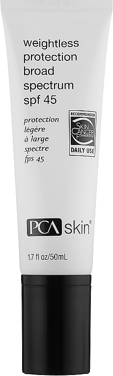 Lekki filtr przeciwsłoneczny SPF 45 do cery trądzikowej - PCA Skin Weightless Protection Broad Spectrum SPF 45 — Zdjęcie N1