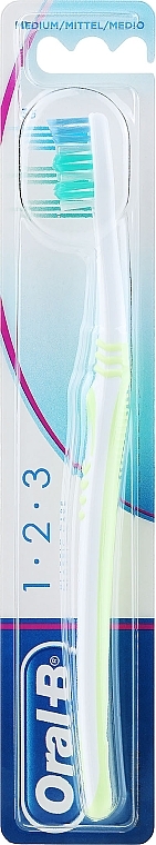 Szczoteczka do zębów, 35 średnia, jasnozielona - Oral-B 1-2-3 Classic Care 35 Medium — Zdjęcie N1