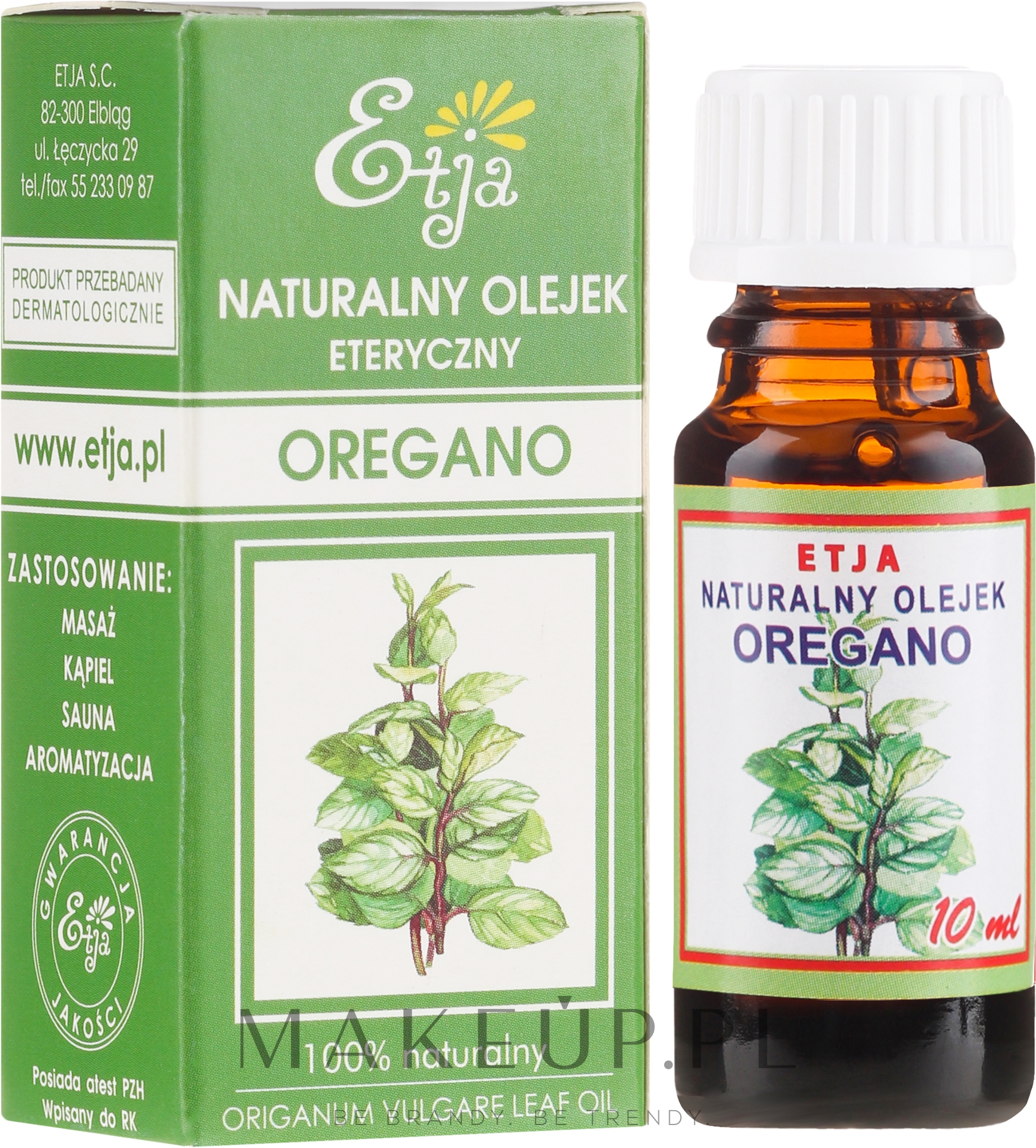 Naturalny olejek oregano - Etja Natural Origanum Vulgare Leaf Oil — Zdjęcie 10 ml