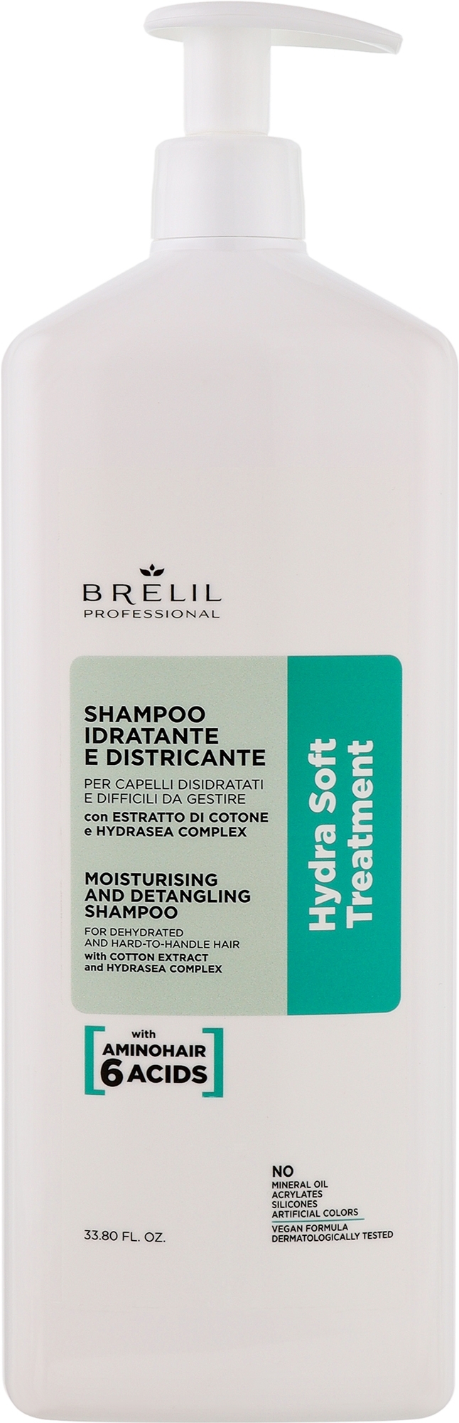 Nawilżający szampon do włosów - Brelil Hydra Soft Treatment Moisturising And Detangling Shampoo — Zdjęcie 1000 ml