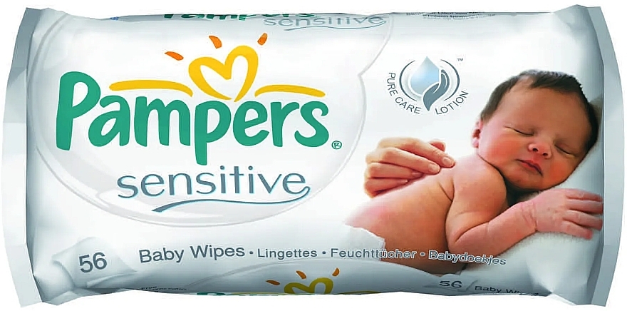 Chusteczki nawilżane dla niemowląt Sensitive, wyjmowany blok 56 szt. - Pampers Baby Wipes — Zdjęcie N1