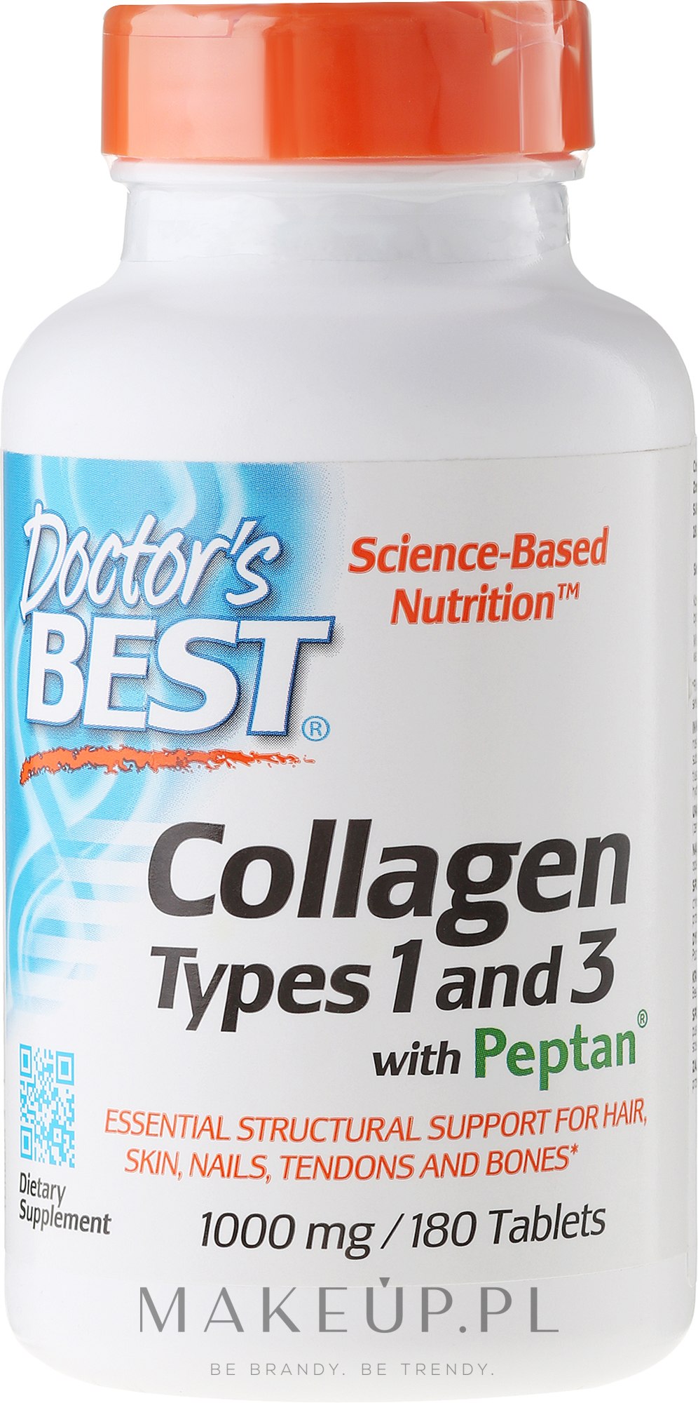 Kolagen typu 1 i 3 z witaminą C na zdrowe stawy - Doctor's Best Collagen Types 1 & 3 with Peptan 1000 mg — Zdjęcie 180 szt.