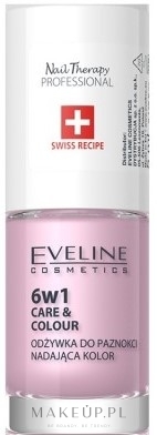 Skoncentrowana odżywka do paznokci nadająca kolor 6 w 1 - Eveline Cosmetics Nail Therapy Professional — Zdjęcie Pink Pearl