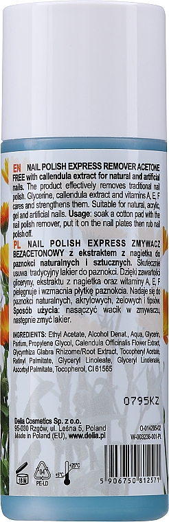 Zmywacz do paznokci naturalnych i sztucznych bez acetonu - Delia Acetone Free Nail Polish Remover for Natural and Artificial Nails — Zdjęcie N2