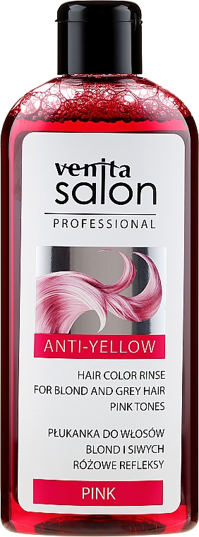 Płukanka do włosów blond i siwych Różowe refleksy - Venita Salon Anti-Yellow — Zdjęcie N2