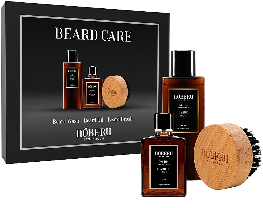 Zestaw - Noberu Of Sweden Beard Care (beard/shm/130ml + beard/oil/30ml + beard/brush/1pc) — Zdjęcie N1