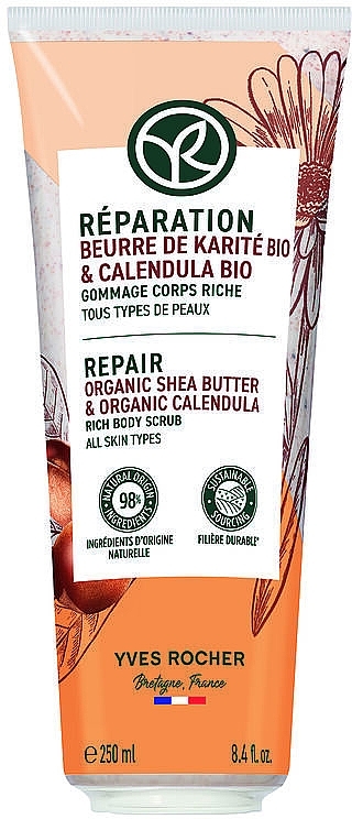 Odżywczy peeling do ciała "Karite bio i nagietek bio" - Yves Rocher Repair Organic Shea Butter & Organic Calendula Rich Body Scrub — Zdjęcie N1