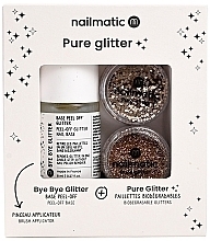 Zestaw - Nailmatic Pure Glitter Gold Glitter (base/8ml + glitter/2pcs + brush) — Zdjęcie N1