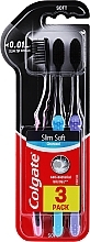 Szczoteczki do zębów Ultra Soft, różowa + niebieska + fioletowa - Colgate Slim Soft Charcoal Ultra Soft — Zdjęcie N1