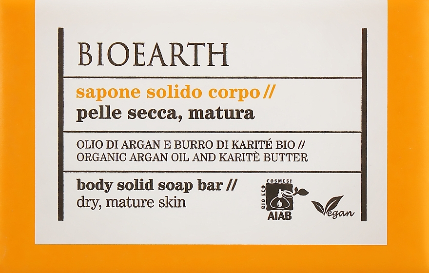 Mydło do ciała Olej arganowy i masło shea - Bioearth Organic Argan&Karite Butter Body Soap 